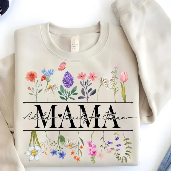 Boho Mama Sweatshirt with Vintage Floral Design – Perfect Mother's Day Gift