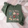 She is Mom Coquette, Christian Mama, Boho Floral Mama, Wildflower Mama Sweatshirt, Mother's Day Gift