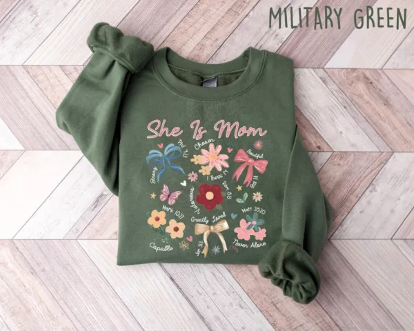She is Mom Coquette, Christian Mama, Boho Floral Mama, Wildflower Mama Sweatshirt, Mother's Day Gift