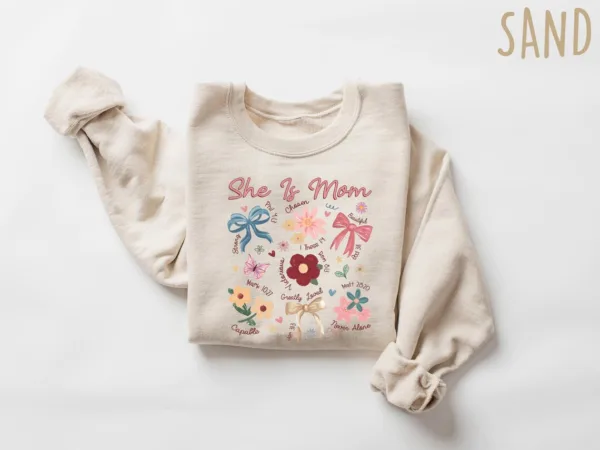 She is Mom Coquette, Christian Mama, Boho Floral Mama, Wildflower Mama Sweatshirt, Mother's Day Gift