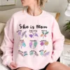 She-is-Momm-3.jpg She is Mom, Cute Mama, Vintage, Mom with Wild Flowers Sweatshirt, Retro Mother, Mother's Day Gift