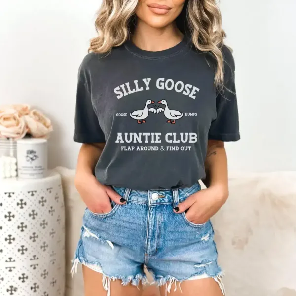 Silly-Goose-Auntie-Shirt-1.webp Silly Goose Auntie T-Shirt, Funny Aunt Gift, Cozy Comfort Colors sister in law gift, Sister Birthday Gift, Cute Social Club Shirt for Her