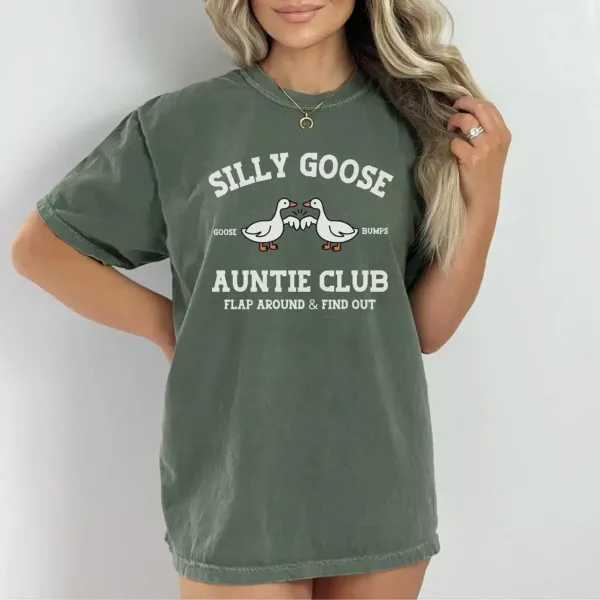 Silly-Goose-Auntie-Shirt-2.webp Silly Goose Auntie T-Shirt, Funny Aunt Gift, Cozy Comfort Colors sister in law gift, Sister Birthday Gift, Cute Social Club Shirt for Her