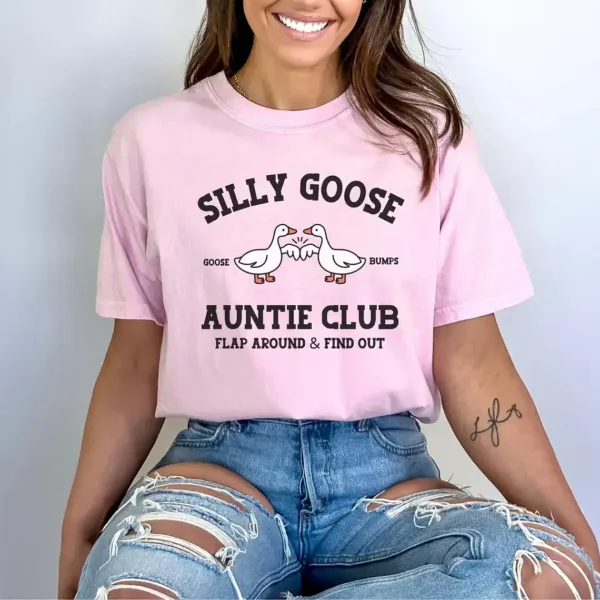 Silly-Goose-Auntie-Shirt-3.webp Silly Goose Auntie T-Shirt, Funny Aunt Gift, Cozy Comfort Colors sister in law gift, Sister Birthday Gift, Cute Social Club Shirt for Her