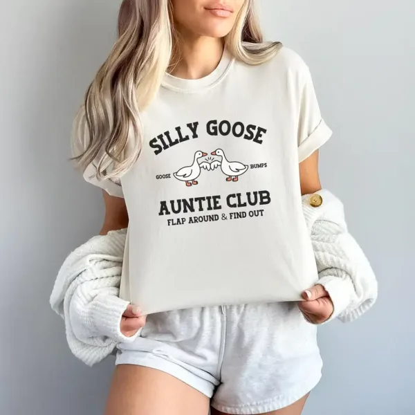 Silly-Goose-Auntie-Shirt-4.webp Silly Goose Auntie T-Shirt, Funny Aunt Gift, Cozy Comfort Colors sister in law gift, Sister Birthday Gift, Cute Social Club Shirt for Her