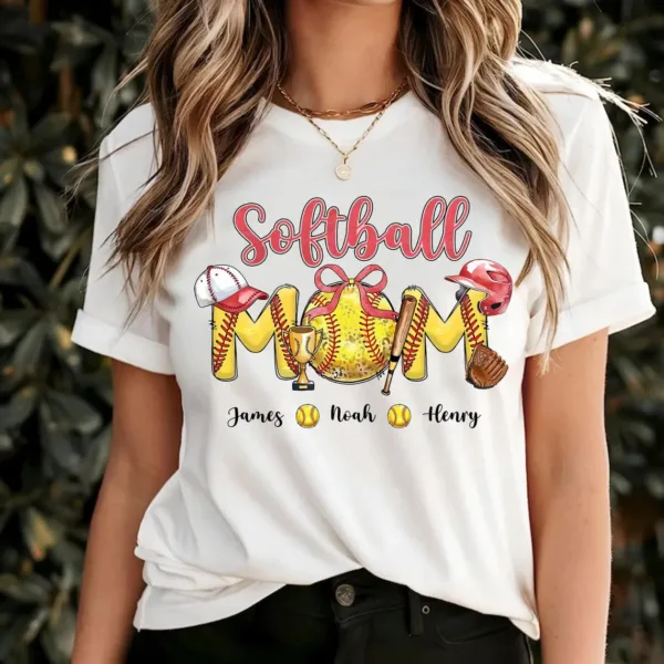 Softball Grandma Shirt, Custom Leopard Softball, Shirt for Nana from Kid Custom Name -  The Best Mothers Day Gift