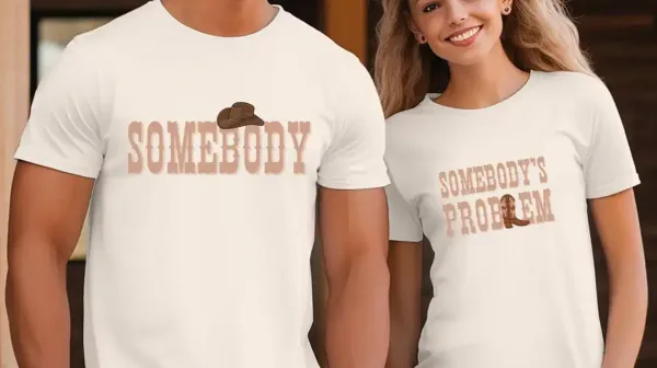 Somebodys-Problem-Matching-2.webp Somebody's Problem Matching Couple T-Shirt, Western Couples Shirt, Gifts for Couples, Country Music Shirt, Country Couples Shirt, Cowgirls Tee