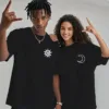 Couple Matching T-Shirt With Romantic Sun and Moon Print Design, The Best Family Matching Gift
