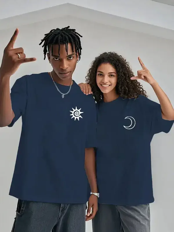 Couple Matching T-Shirt With Romantic Sun and Moon Print Design, The Best Family Matching Gift