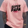 Super Dad Graphic Tee - Men'S Casual Summer T-Shirt with Soft Ribbed Collar, Slight Stretch, Perfect Father's Day Gift, Casual Summer Wear