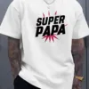 Super Dad Graphic Tee - Men'S Casual Summer T-Shirt with Soft Ribbed Collar, Slight Stretch, Perfect Father's Day Gift, Casual Summer Wear