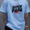 Super Dad Graphic Tee - Men'S Casual Summer T-Shirt with Soft Ribbed Collar, Slight Stretch, Perfect Father's Day Gift, Casual Summer Wear