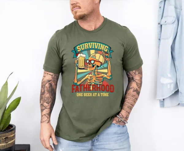 Surviving-Fatherhood-One-2.jpg Surviving Fatherhood One Beer at a Time Shirt, Retro Father's Day Gift, Coolest Daddy, Beer Lover Dad T-Shirt