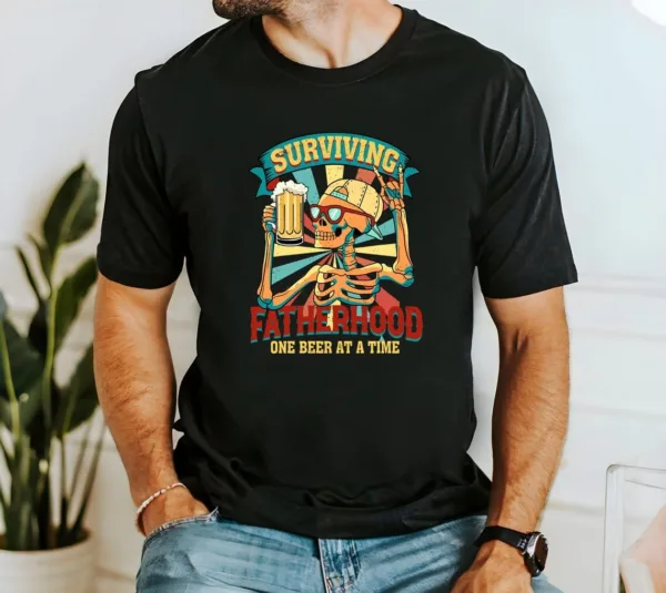 Surviving-Fatherhood-One-3.jpg Surviving Fatherhood One Beer at a Time Shirt, Retro Father's Day Gift, Coolest Daddy, Beer Lover Dad T-Shirt