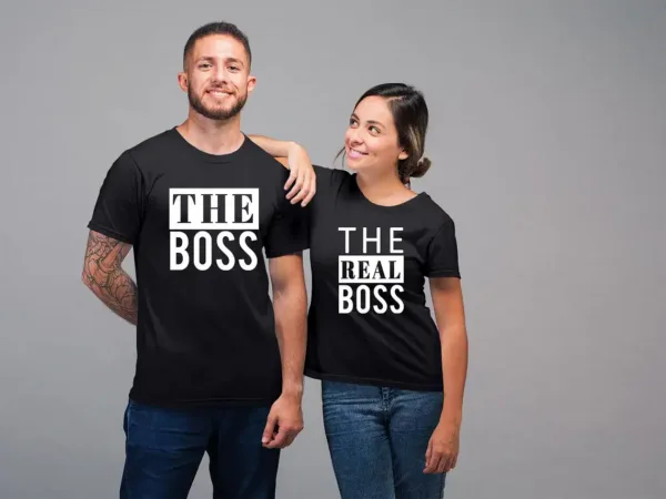The Boss The Real Boss T Shirt, Set Couple matching T-shirt set The Real Boss Shirt Tees  Boss Couple T Shirt, Couple gift