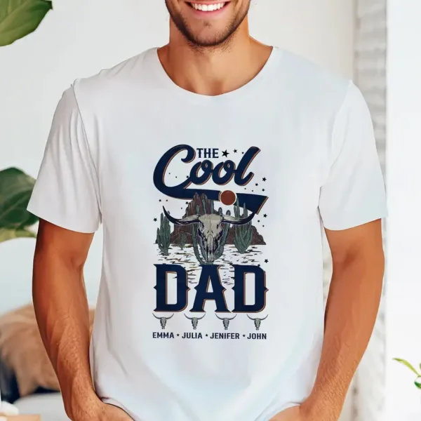 The Cool Dad Shirt, Western Dad T-Shirt, Western The Cool Dad Shirt, Happy Father's Day Shirt, Dad Life Shirt, Bull Skull, Retro Cowboy Dad