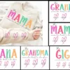 This Mama/Grandma/Nana Wears Her Heart On Her Sleeve, Custom Mama with Name Kids Sweatshirt-  The Best Mothers Day Gift