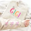 This Mama/Grandma/Nana Wears Her Heart On Her Sleeve, Custom Mama with Name Kids Sweatshirt-  The Best Mothers Day Gift