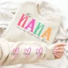 This Mama/Grandma/Nana Wears Her Heart On Her Sleeve, Custom Mama with Name Kids Sweatshirt-  The Best Mothers Day Gift