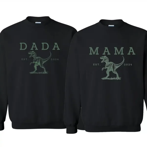 Two-Rex-Mommy-and-Me-Shirts-1.webp Two Rex Mommy and Me Crewneck, Dinosaur Custom Rex Sweatshirt, Mother's Day, Father's Day, Couple Matching Sweatshirt, The Best Family Holiday Gift
