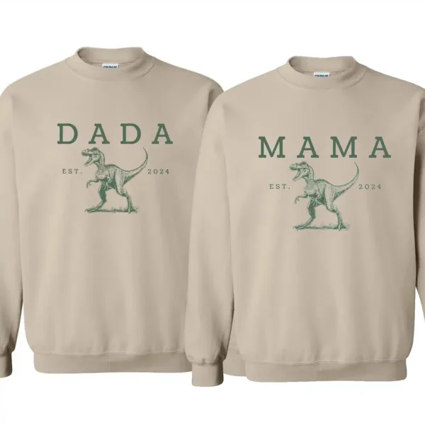 Two-Rex-Mommy-and-Me-Shirts-4.webp Two Rex Mommy and Me Crewneck, Dinosaur Custom Rex Sweatshirt, Mother's Day, Father's Day, Couple Matching Sweatshirt, The Best Family Holiday Gift