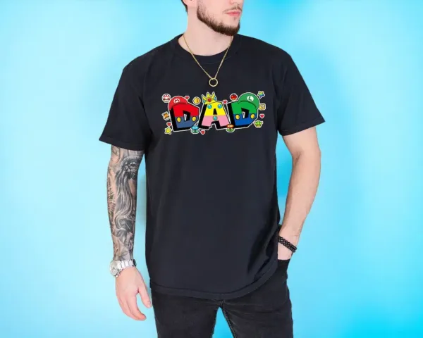 Super Gamer Dad T-Shirt ? Fun Retro Gaming Father?s Day Tee