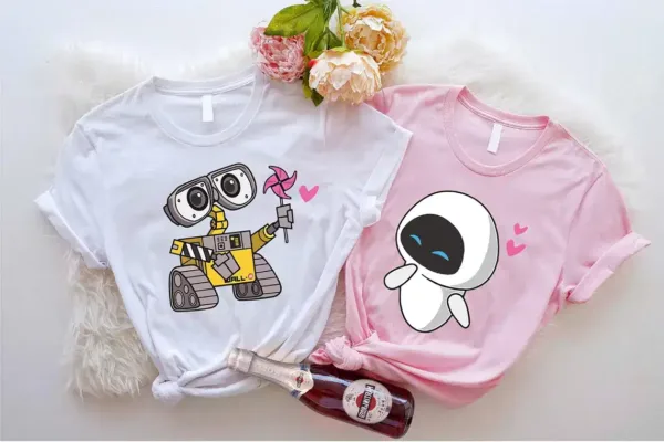Wall-E-and-Eve-Shirt-Star-Wars-Couple-Tee-2.webp Couples Matching T-Shirt With Wall E and Eve Print Design, The Best Family Matching Gift