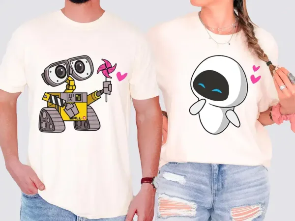 Wall-E-and-Eve-Shirt-Star-Wars-Couple-Tee-4.webp Couples Matching T-Shirt With Wall E and Eve Print Design, The Best Family Matching Gift