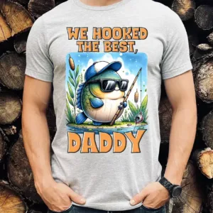 We-Hooked-the-Best-Daddy-Shirt-1.webp We Hooked the Best Daddy Shirt, Funny Fishing Dad T-Shirt, Father's Day Gift Idea, Cute Fish Design Tee, Father's Day Shirt