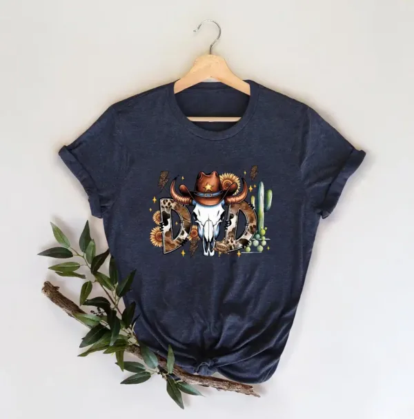 Western Cowboy Dad Shirt ? Rustic Skull & Cactus Country Father Tee