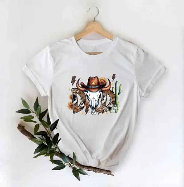 Western Cowboy Dad Shirt ? Rustic Skull & Cactus Country Father Tee