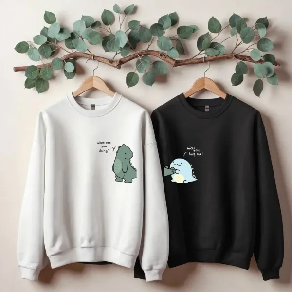 What-are-you-doing-Miss-you-hug-me-2.webp Couples Matching Sweatshirt With What Are You Doing And Miss You Hug Me! Print Design, The Best Family Matching Gift