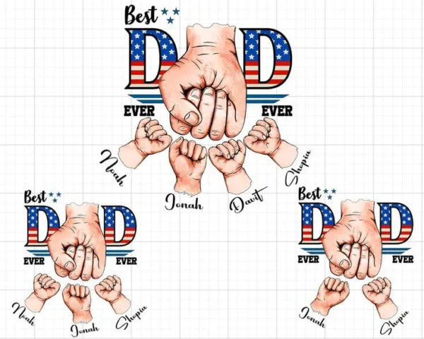 best-dad-ever-ever-custom-kids-names-usa-flag-shirt-1-1.jpg Best Dad Ever Ever, Custom Kids' Names USA Flag T-Shirt - The Best Father's Day Gift