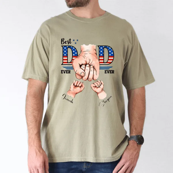best-dad-ever-ever-custom-kids-names-usa-flag-shirt-2-1.png Best Dad Ever Ever, Custom Kids' Names USA Flag T-Shirt - The Best Father's Day Gift