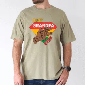 Custom Grandpa Gift, Black Grandpa with Fist Bump and Grandkids Names T-Shirt - The Best Father's Day Gift