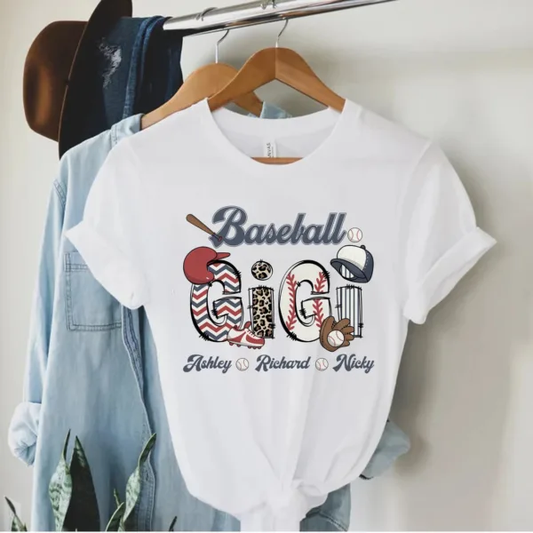 Personalized Baseball Grandma T-Shirt, Custom Baseball Mom with Kid's Name Shirt, Baseball Mimi Nana Tee -  The Best Mothers Day Gift