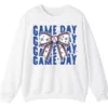 Game Day Baseball Bow Sweatshirt, Softball Star Ribbon Crewneck, Vintage Sports Fan Pullover, American Flag Bow