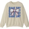 Game Day Baseball Bow Sweatshirt, Softball Star Ribbon Crewneck, Vintage Sports Fan Pullover, American Flag Bow