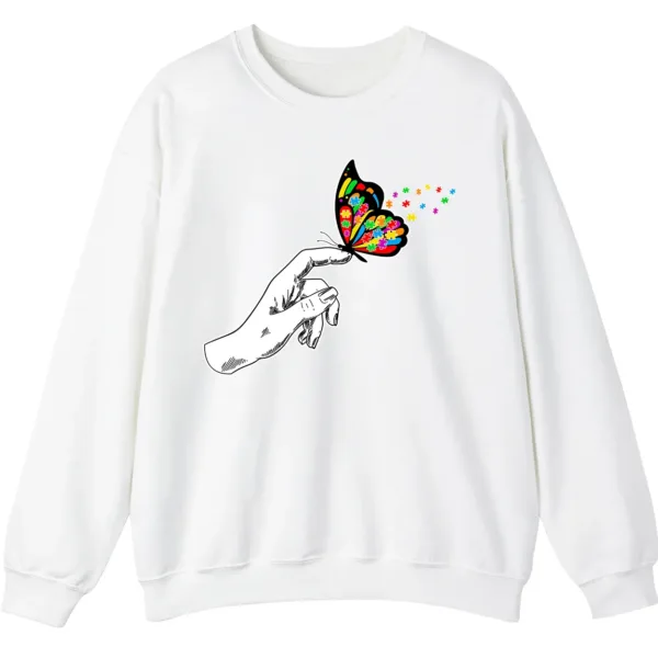 5.0 Puzzle Piece Butterfly Autism Acceptance Shirt, Hand Holding Butterfly Support Gift