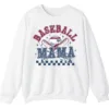 Distressed Baseball Mama Sweatshirt, Retro Game Day Crewneck, Checkered Softball Mom Pullover