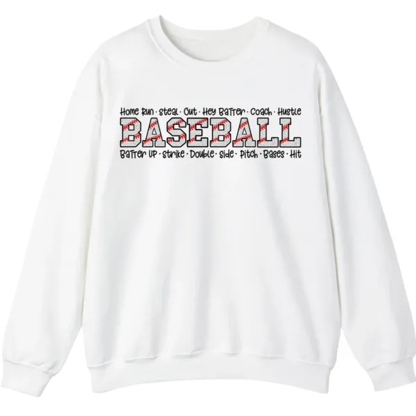 Baseball Word Cloud Sweatshirt, Game Day Coach Player Crewneck, Home Run Steal Batter Up Pullover, Sports Fan Gift
