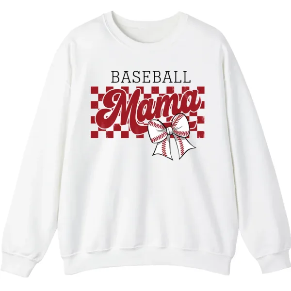 Distressed Checkered Baseball Mama Sweatshirt, Bow Pullover, Vintage Game Day Sports Mom Crewneck