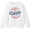 5.0 There's No Crying in Baseball Movie Quote Sweatshirt, Distressed Vintage Game Day Crewneck, Funny Sports Fan Pullover