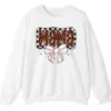 Leopard Mama Baseball Bow Sweatshirt, Checkered Cheetah Sports Mom Crewneck, Game Day Mom Gift Pullover