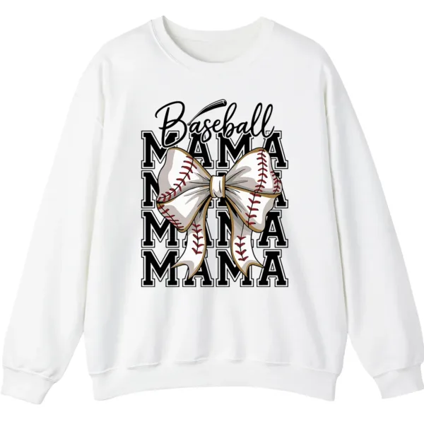 Baseball Mama Stacked Text Sweatshirt, Sports Bow Crewneck, Game Day Mom Pullover, Mother's Day Gift for Softball Parent