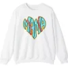 Baseball Heart Mama Sweatshirt, Blue Yellow Retro Game Day Pullover, Cute Sports Mom Crewneck