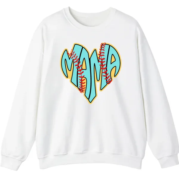 Baseball Heart Mama Sweatshirt, Blue Yellow Retro Game Day Pullover, Cute Sports Mom Crewneck