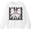 Baseball Bow Mama Repeat Graphic Crewneck Sweatshirt