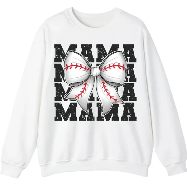 Baseball Bow Mama Repeat Graphic Crewneck Sweatshirt