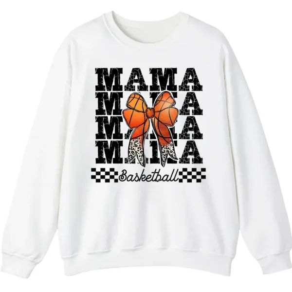 Basketball Mama Leopard Print Bow Crewneck Sweatshirt